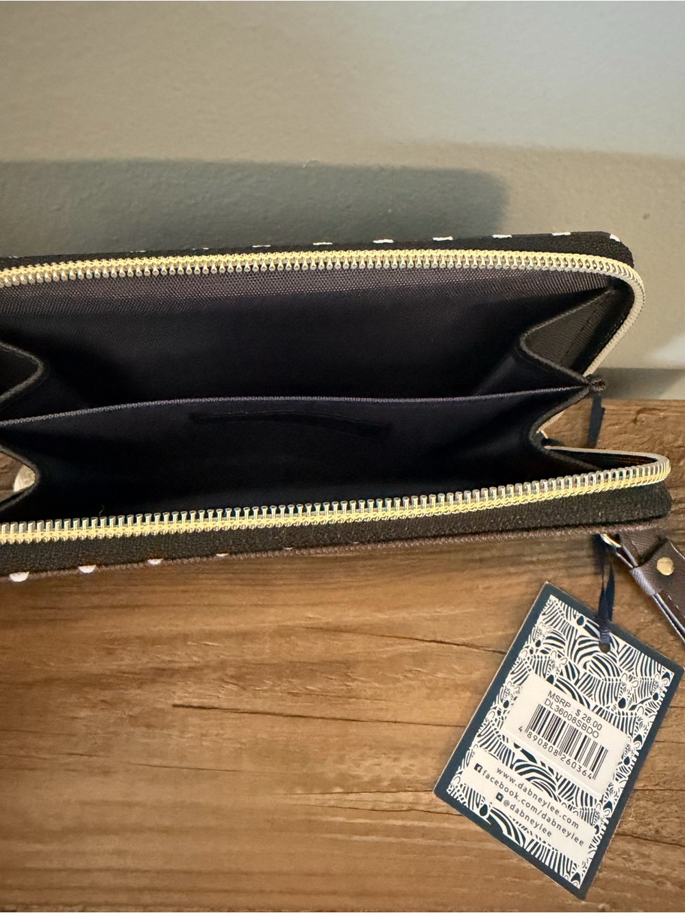 Dabney Lee Brown/White Polka Dot Wristlet. NWT. - Picture 3 of 3